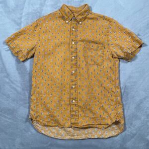 Beams Shirt Mens Small Yellow Paisley Breathable Casual Preppy Japan Classic